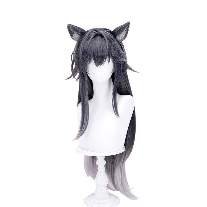 DokiDoki Game Arknights Cosplay Texas the Omertosa Wig Long Straight Black Hair Cellinia Texas