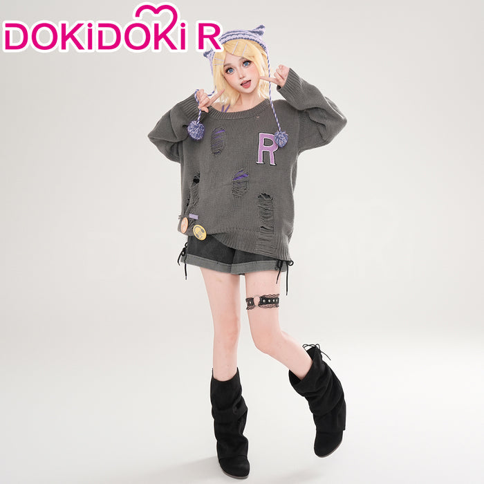 DokiDoki-R Vsinger Cosplay Kagamine Rinn X Don Quijote Costume Casual Wear Grey Sweater