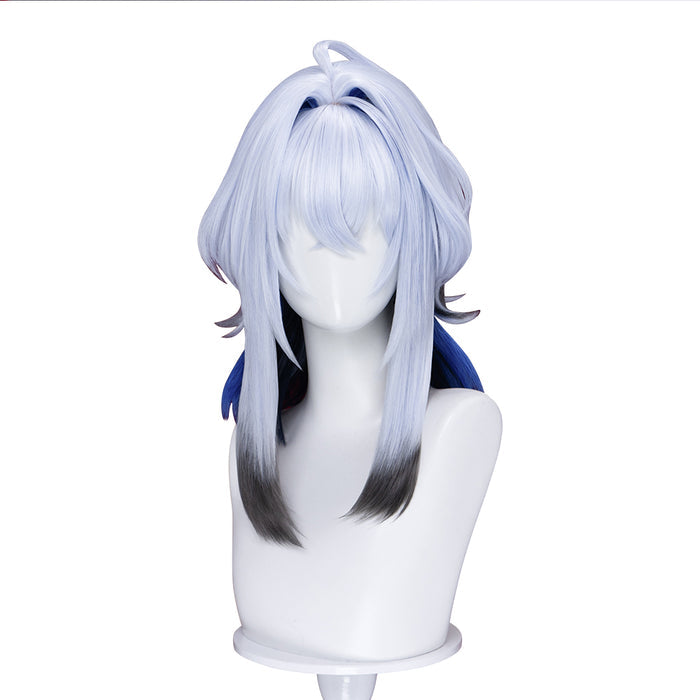 【Ready For Ship】DokiDoki Game Wuthering Waves Cosplay Galbrena Wig Long Curly Silver Blue Black Gradient Hair