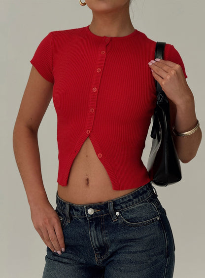 Suzu Knit Top Red