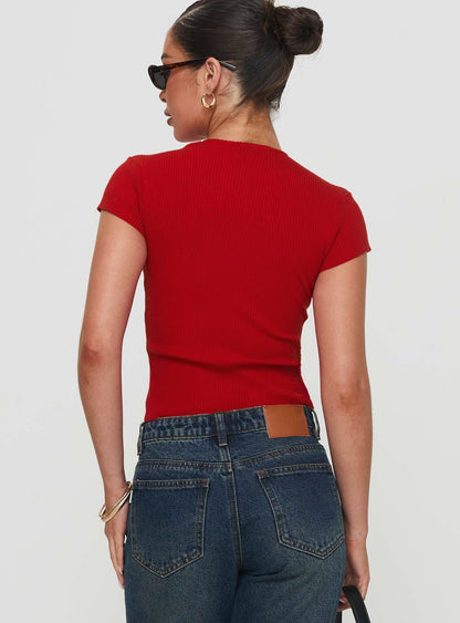 Suzu Knit Top Red