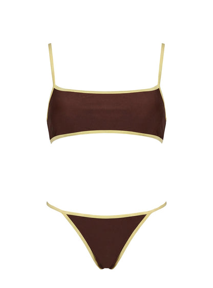 Remaro Contrast Bikini Top Brown / Yellow