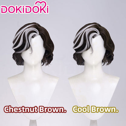 【Cool Brown Ver Ready For Ship】DokiDoki Game Clair Obscur: Expedition 33 Copslay Verso Wig Short Curly Brown Gray Highlight Hair