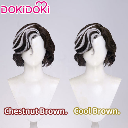 【Cool Brown Ver Ready For Ship】DokiDoki Game Clair Obscur: Expedition 33 Copslay Verso Wig Short Curly Brown Gray Highlight Hair