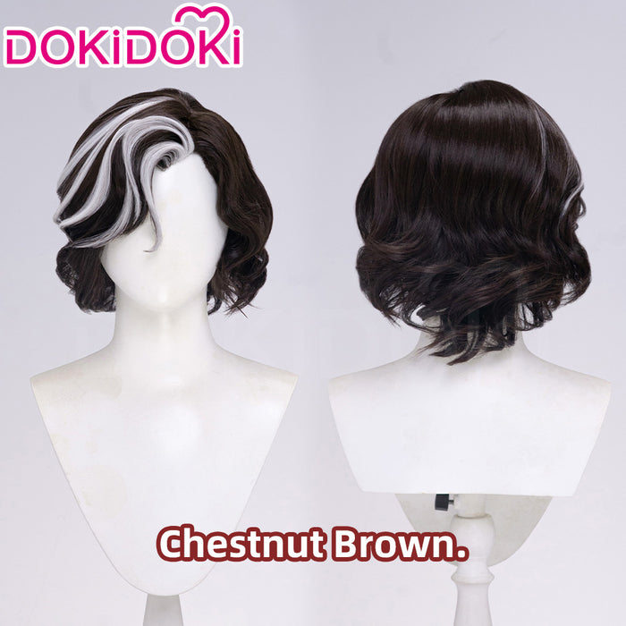 【Cool Brown Ver Ready For Ship】DokiDoki Game Clair Obscur: Expedition 33 Copslay Verso Wig Short Curly Brown Gray Highlight Hair