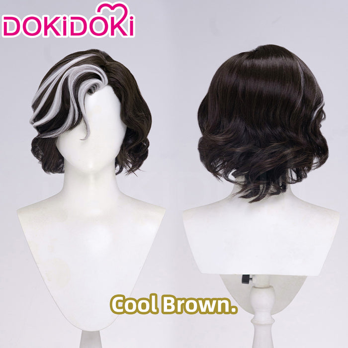 【Cool Brown Ver Ready For Ship】DokiDoki Game Clair Obscur: Expedition 33 Copslay Verso Wig Short Curly Brown Gray Highlight Hair