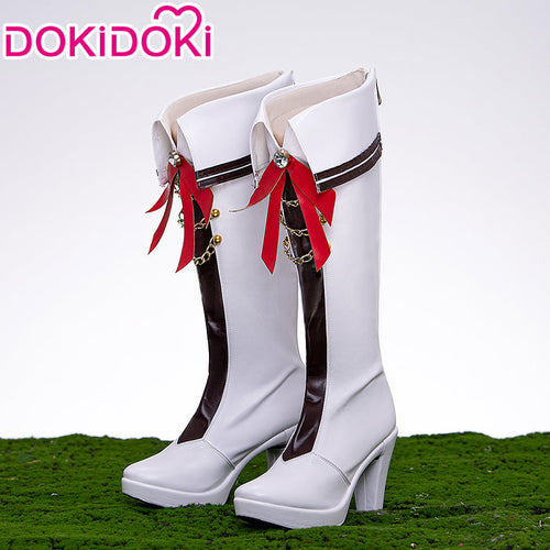 DokiDoki Anime Game Cosplay Women Shoes White Red Black Boots