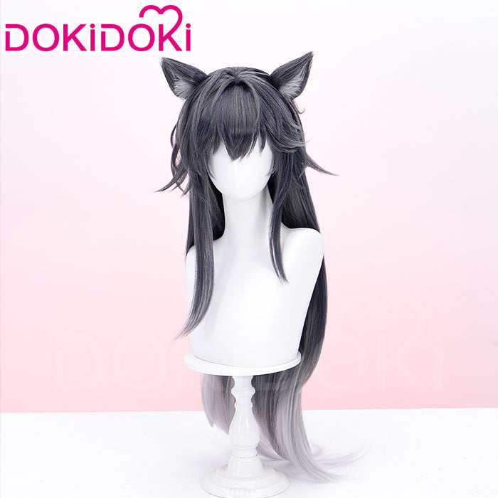 DokiDoki Game Arknights Cosplay Texas the Omertosa Wig Long Straight Black Hair Cellinia Texas