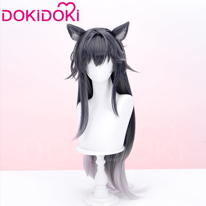 DokiDoki Game Arknights Cosplay Texas the Omertosa Wig Long Straight Black Hair Cellinia Texas