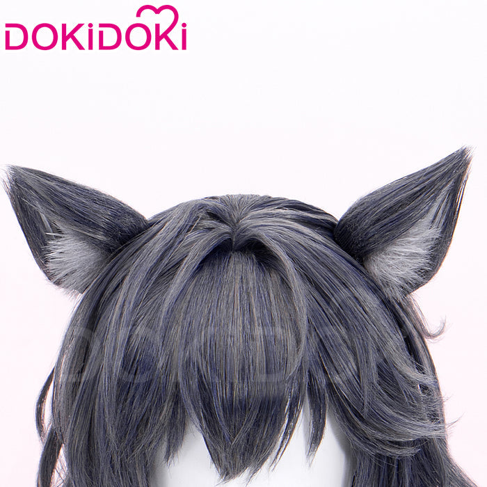 DokiDoki Game Arknights Cosplay Texas the Omertosa Wig Long Straight Black Hair Cellinia Texas