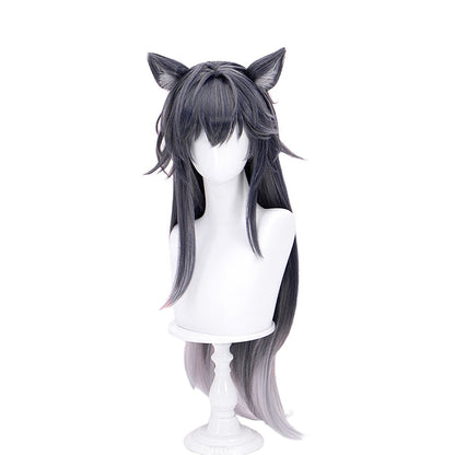 DokiDoki Game Arknights Cosplay Texas the Omertosa Wig Long Straight Black Hair Cellinia Texas