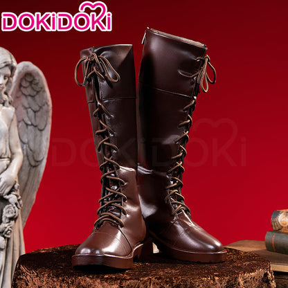 DokiDoki Game Cosplay Shoes Long Brown Lace-up Boots