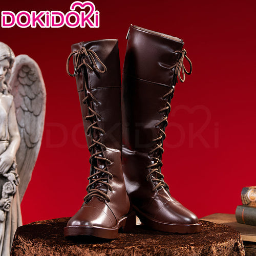 DokiDoki Game Cosplay Shoes Long Brown Lace-up Boots