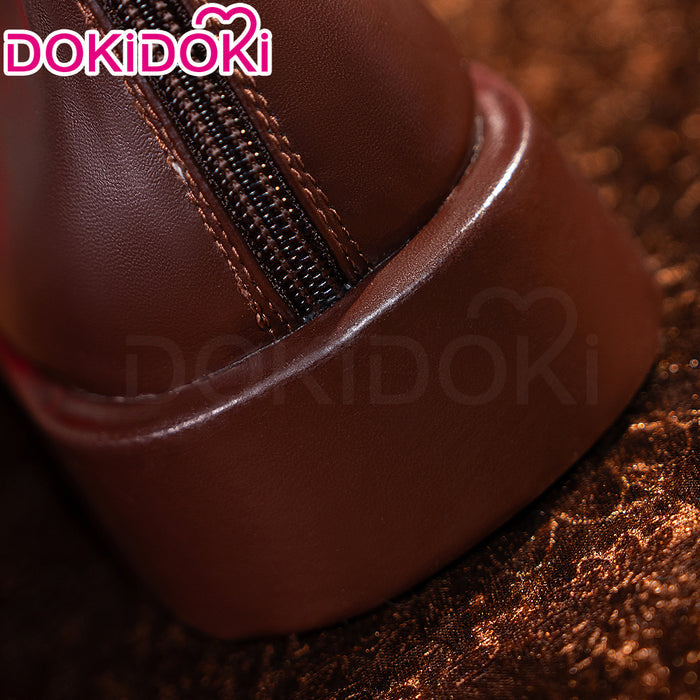 DokiDoki Game Cosplay Shoes Long Brown Lace-up Boots