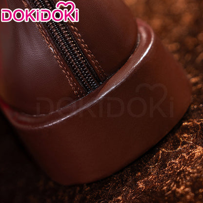 DokiDoki Game Cosplay Shoes Long Brown Lace-up Boots
