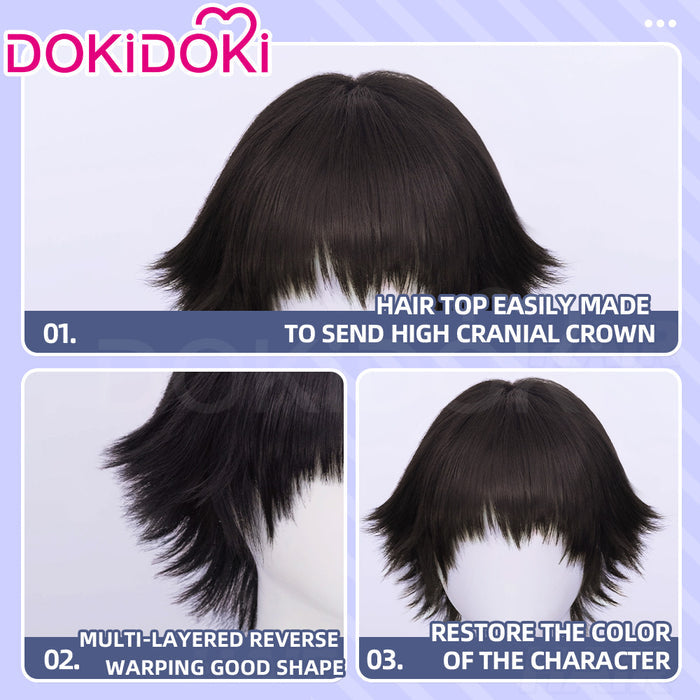 DokiDoki Game Cosplay Wig Short Black Hair Women