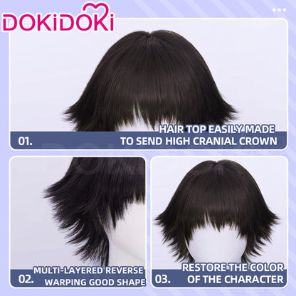 DokiDoki Game Cosplay Wig Short Black Hair Women
