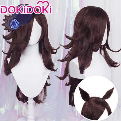 DokiDoki Game Cosplay Women Wig Long Curly Dark Brown Hair