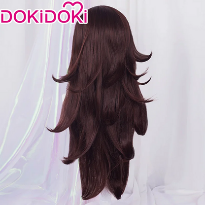 DokiDoki Game Cosplay Women Wig Long Curly Dark Brown Hair