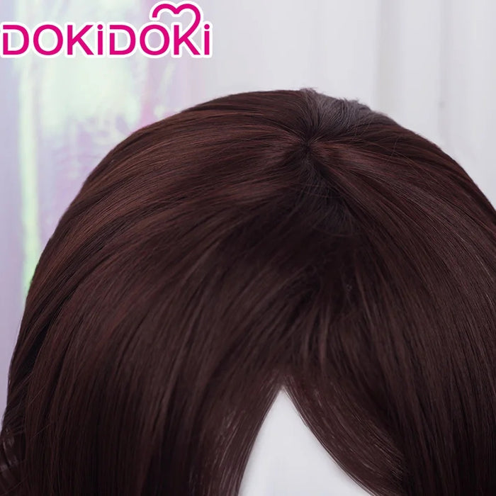 DokiDoki Game Cosplay Women Wig Long Curly Dark Brown Hair