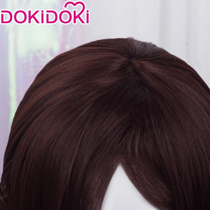 DokiDoki Game Cosplay Women Wig Long Curly Dark Brown Hair