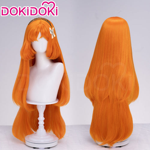 DokiDoki Game Cosplay Women Wig Long Straight Orange Hair