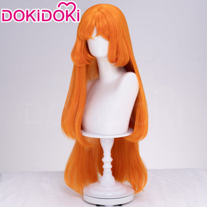 DokiDoki Game Cosplay Women Wig Long Straight Orange Hair