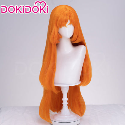 DokiDoki Game Cosplay Women Wig Long Straight Orange Hair