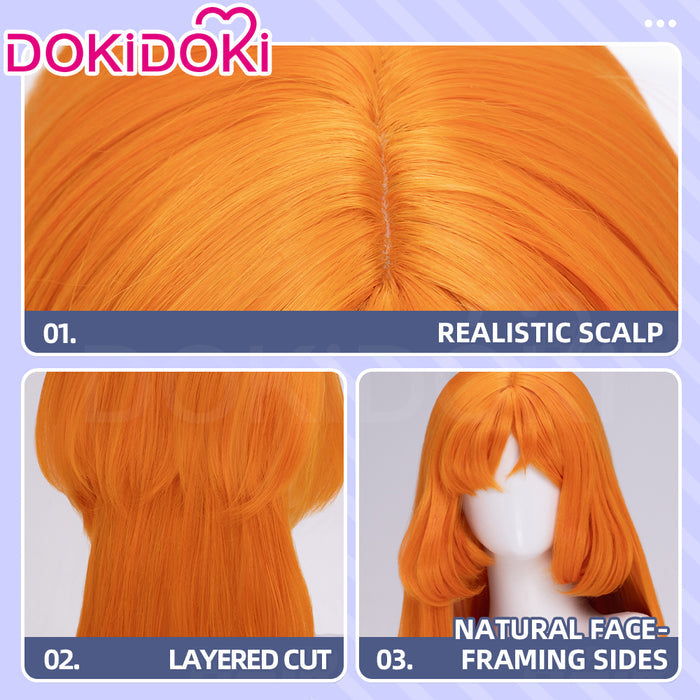 DokiDoki Game Cosplay Women Wig Long Straight Orange Hair