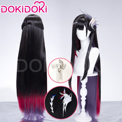 DokiDoki Game Honkai: Star Rail Cosplay Hysilens Wig Long Black Purple Red Gradient Hair / Hair Accessory / Ear Clips Helektra