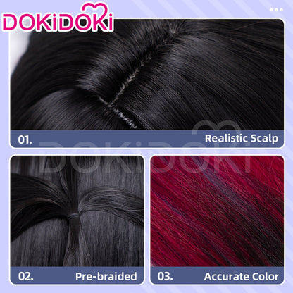 DokiDoki Game Honkai: Star Rail Cosplay Hysilens Wig Long Black Purple Red Gradient Hair / Hair Accessory / Ear Clips Helektra