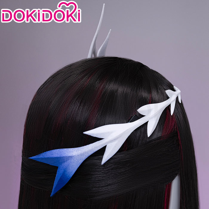 DokiDoki Game Honkai: Star Rail Cosplay Hysilens Wig Long Black Purple Red Gradient Hair / Hair Accessory / Ear Clips Helektra