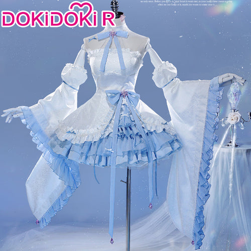 DokiDoki-R Anime Cosplay Remm Costume Blue White Dress Prisma Wing Glass Edition