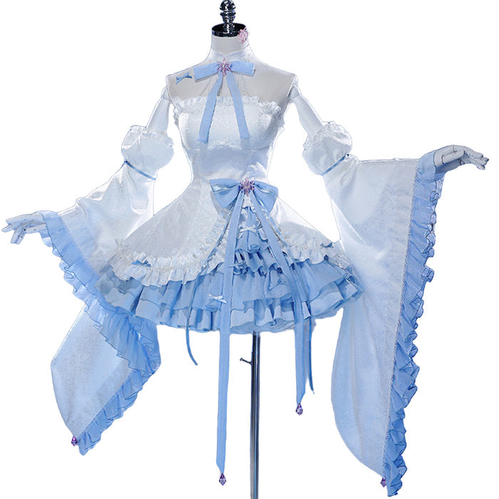 DokiDoki-R Anime Cosplay Remm Costume Blue White Dress Prisma Wing Glass Edition