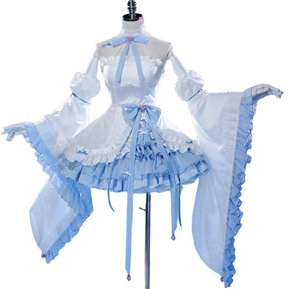 DokiDoki-R Anime Cosplay Remm Costume Blue White Dress Prisma Wing Glass Edition