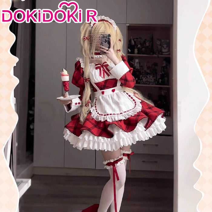 DokiDoki-R Anime Shugo Chara Cosplay Tsukiyomi Utau Costume Red Maid Dress C