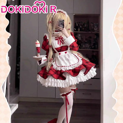 DokiDoki-R Anime Shugo Chara Cosplay Tsukiyomi Utau Costume Red Maid Dress C