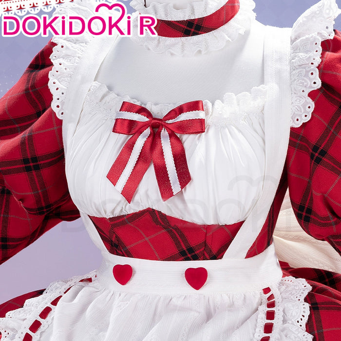 DokiDoki-R Anime Shugo Chara Cosplay Tsukiyomi Utau Costume Red Maid Dress C