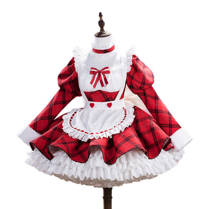 DokiDoki-R Anime Shugo Chara Cosplay Tsukiyomi Utau Costume Red Maid Dress C
