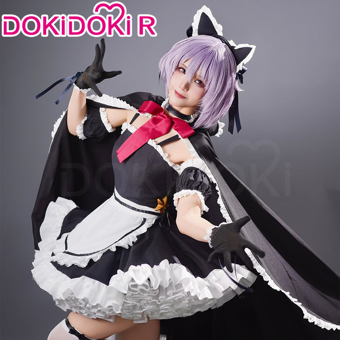 DokiDoki-R Anime The Melancholy of Haruhi Suzumiya Cosplay Maidmade Yuki Nagato Costume Cat Ear Maid Costume / Tail