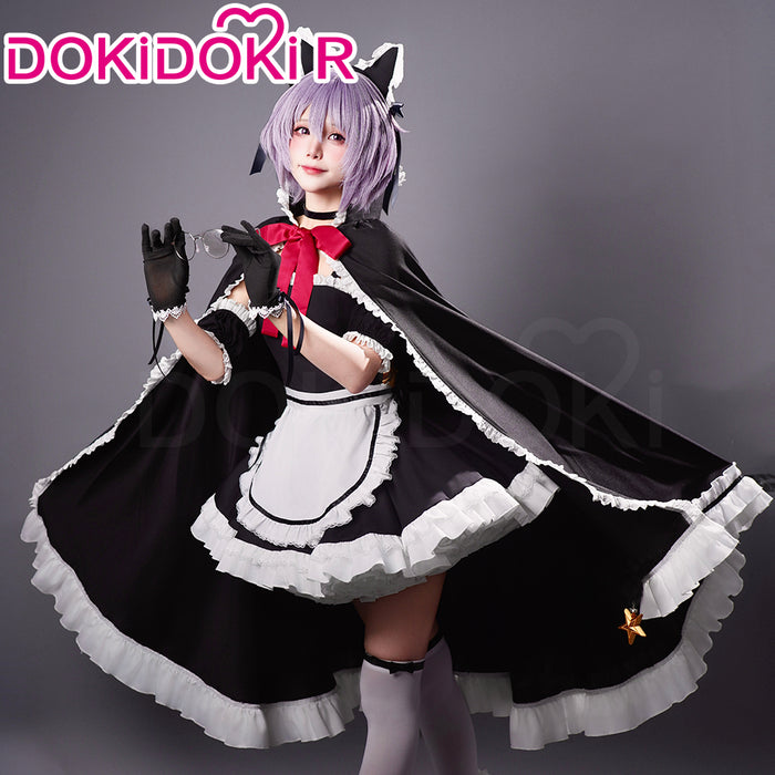 DokiDoki-R Anime The Melancholy of Haruhi Suzumiya Cosplay Maidmade Yuki Nagato Costume Cat Ear Maid Costume / Tail