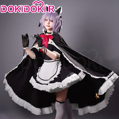 DokiDoki-R Anime The Melancholy of Haruhi Suzumiya Cosplay Maidmade Yuki Nagato Costume Cat Ear Maid Costume / Tail