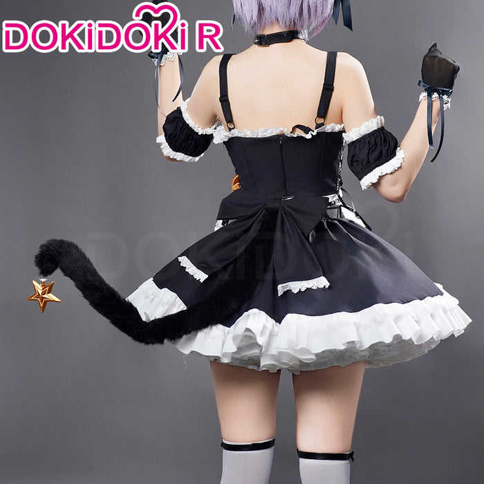 DokiDoki-R Anime The Melancholy of Haruhi Suzumiya Cosplay Maidmade Yuki Nagato Costume Cat Ear Maid Costume / Tail