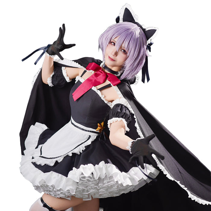 DokiDoki-R Anime The Melancholy of Haruhi Suzumiya Cosplay Maidmade Yuki Nagato Costume Cat Ear Maid Costume / Tail