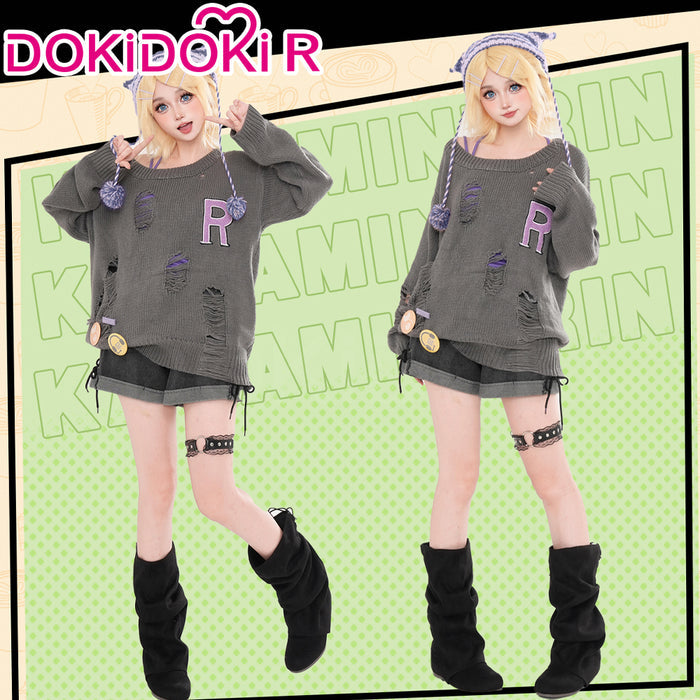 DokiDoki-R Vsinger Cosplay Kagamine Rinn X Don Quijote Costume Casual Wear Grey Sweater