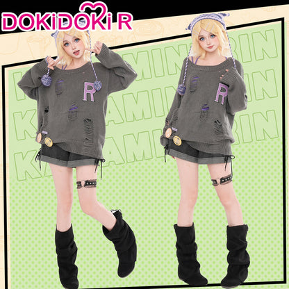 DokiDoki-R Vsinger Cosplay Kagamine Rinn X Don Quijote Costume Casual Wear Grey Sweater
