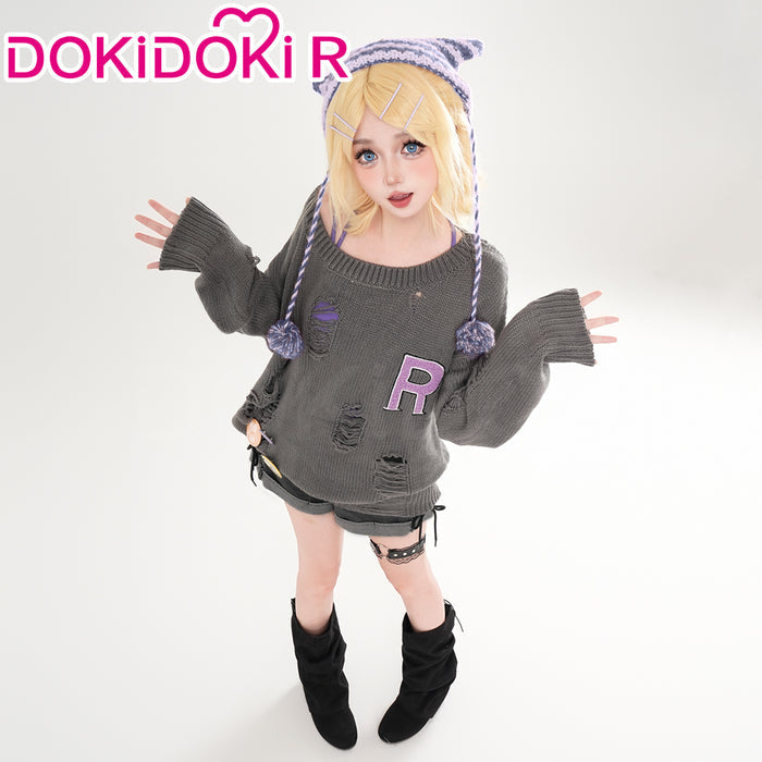 DokiDoki-R Vsinger Cosplay Kagamine Rinn X Don Quijote Costume Casual Wear Grey Sweater