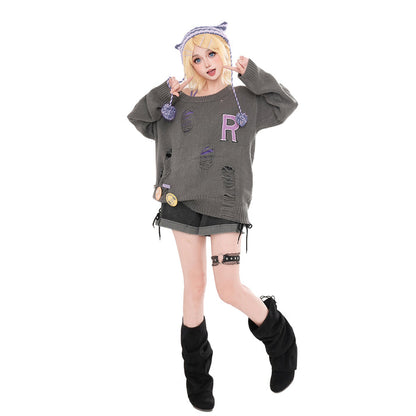 DokiDoki-R Vsinger Cosplay Kagamine Rinn X Don Quijote Costume Casual Wear Grey Sweater
