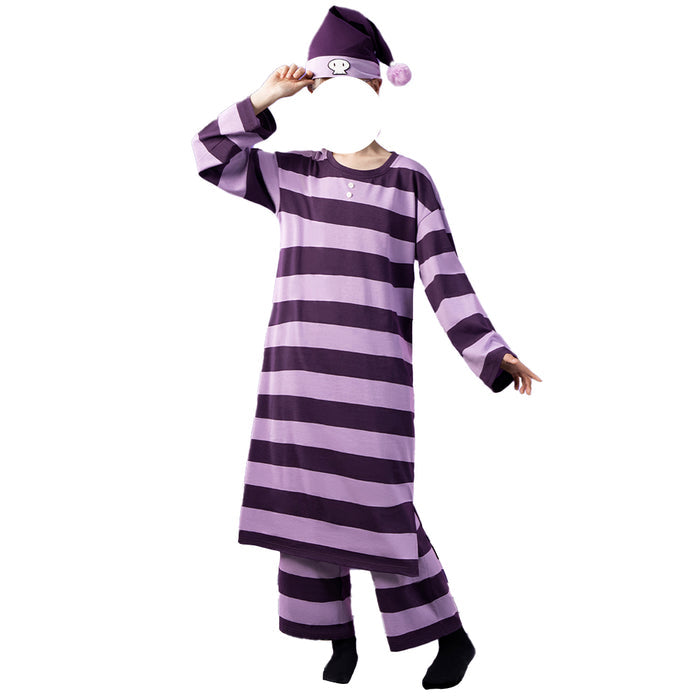 【In Stock】DokiDoki-R Anime Cosplay  Costume Purple Striped Pajamas