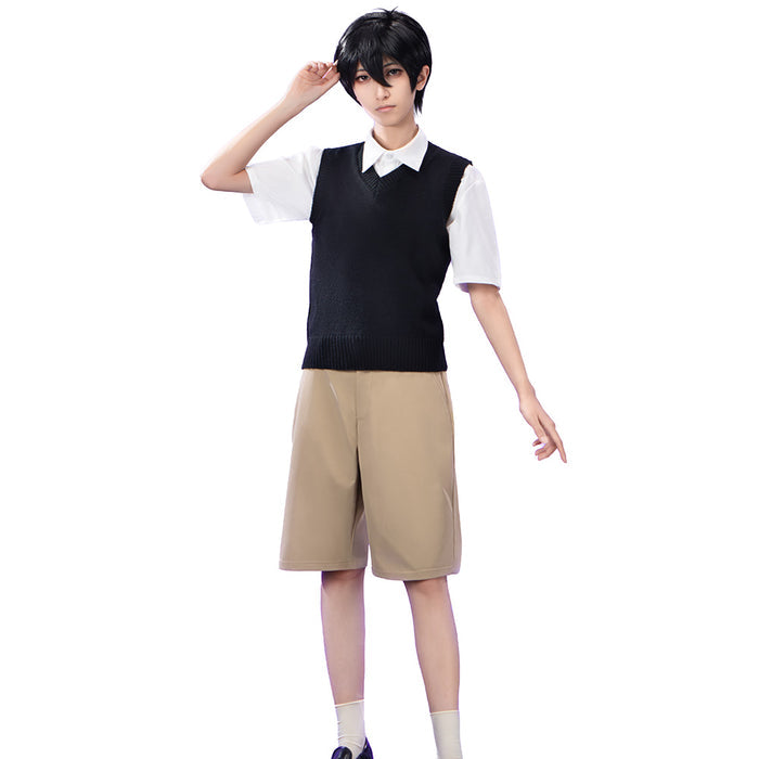 【In Stock】【Size S-3XL】DokiDoki-R Game Cosplay Costume White Shirt Black Vest Casual Suit